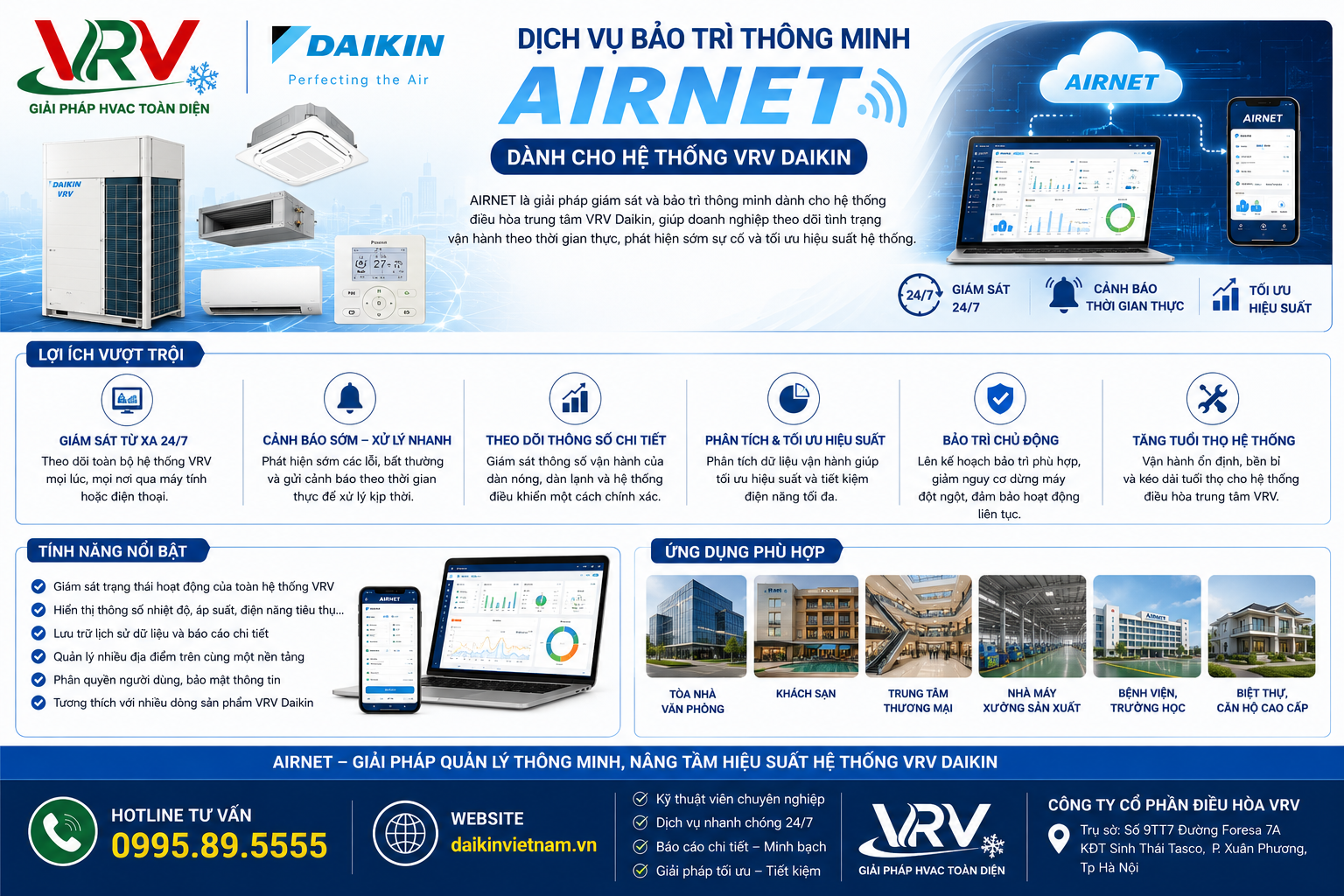 Dịch Vụ Bảo Trì Thông Minh AIRNET Dành Cho Hệ Thống VRV