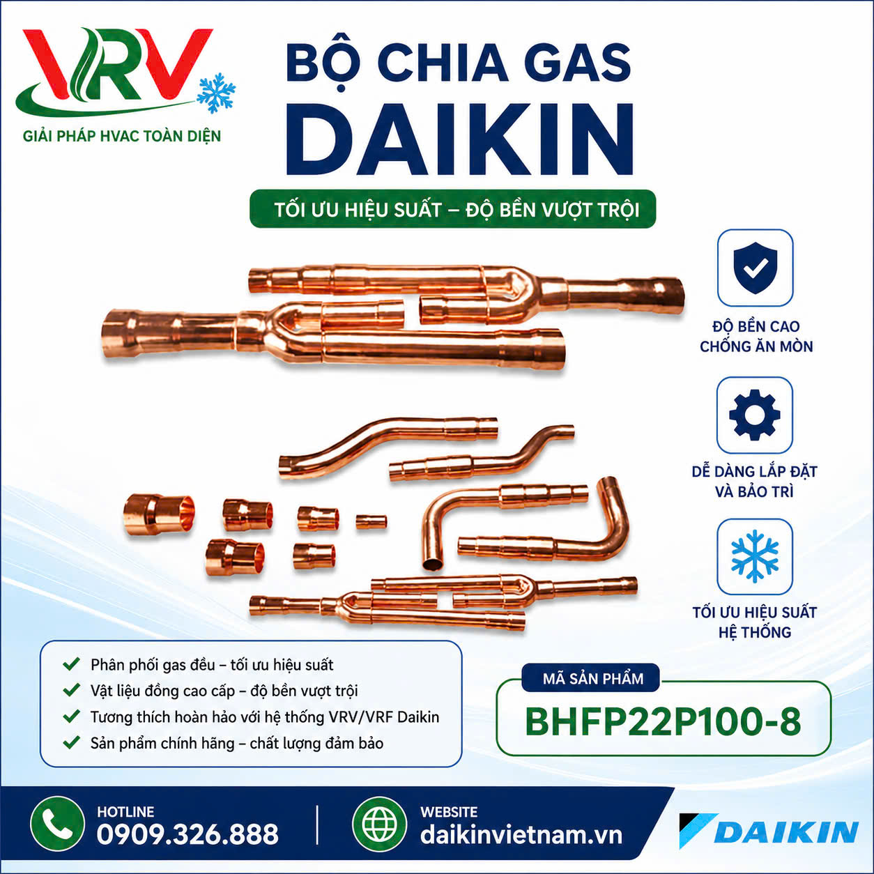 Bộ Chia Gas Dàn Nóng Daikin VRV BHFP22P100-8 và BHFP22P151-8